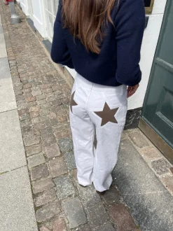 Star jeans med brune stjerner - Hvid