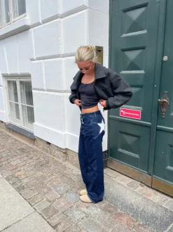Star jeans med hvide stjerner - Mørk denim