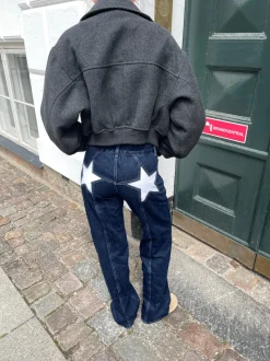 Star jeans med hvide stjerner - Mørk denim
