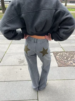 Star jeans med kaki stjerner - Grå