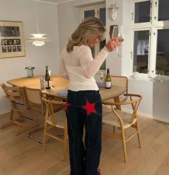 Star jeans med rød stjerne - Mørk denim