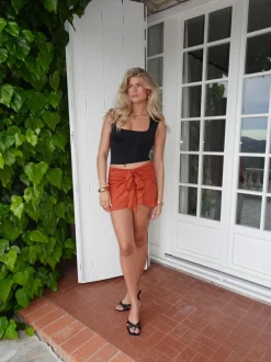 Stassy mini nederdel med bindedetalje - Orange