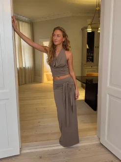 Stella maxinederdel med bindebånd - Taupe