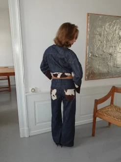 Suivinia jeans med koprint - Blå