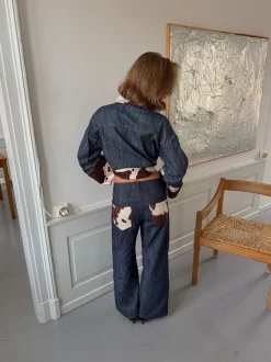 Suivinia jeans med koprint - Blå