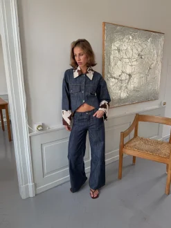 Suivinia jeans med koprint - Blå