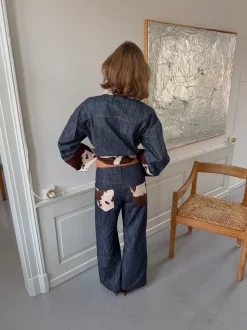 Suivinia jeans med koprint - Blå