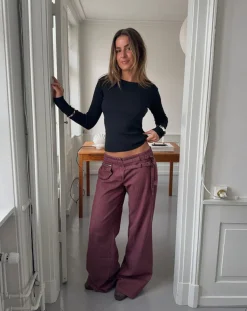 Sussa bukser med detaljer - Bordeaux