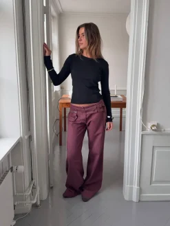 Sussa bukser med detaljer - Bordeaux