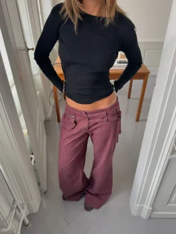 Sussa bukser med detaljer - Bordeaux