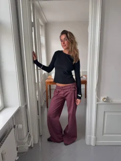 Sussa bukser med detaljer - Bordeaux