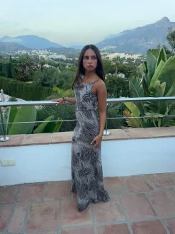Susyla kjole i zebra print - Sort/hvid/grå