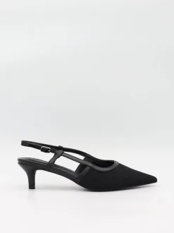 Suzanne slingback hæle med detaljer - Sort