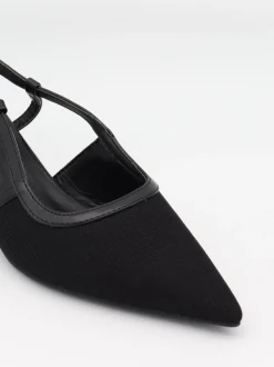 Suzanne slingback hæle med detaljer - Sort