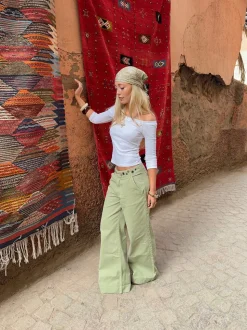 Tanija jeans med ringdetaljer - Lysegrøn