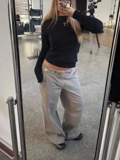 Tanija jeans med ringdetaljer - Beige
