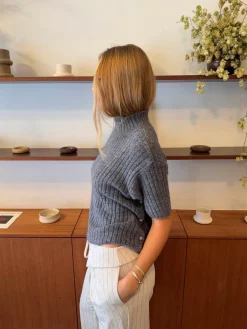 Tassi striktrøje med turtleneck - Grå