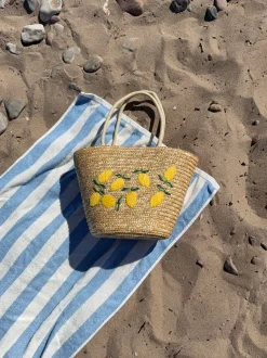Terlizzi flettet taske med citroner - Beige/gul