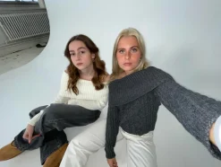 Theresa off-shoulder strik - Grå
