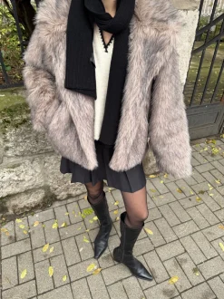 Tilla pelsjakke - Beige