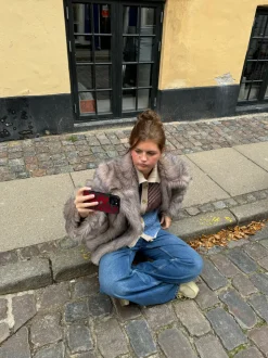 Tilla pelsjakke - Beige