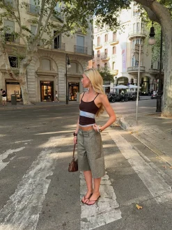 Tilley top med blonder - Brun/blå