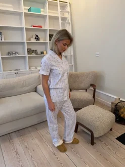Tinna pyjamas sæt med isvafler - Blå/hvid