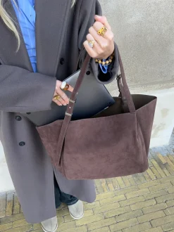 Tolouse ruskindstaske - Mørkebrun