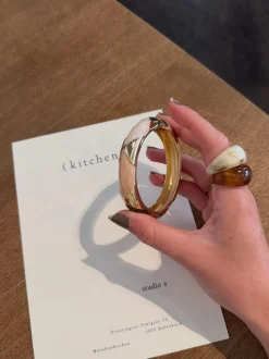 Tove armbånd med mønster - Nude/brun/guld