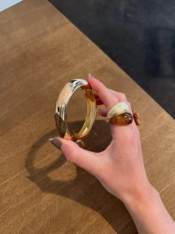 Tove armbånd med mønster - Nude/brun/guld