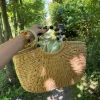 Trissino flettet taske med perlehang - Beige/sort