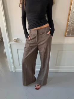 Tulle suitbukser med tern - Brun/sort