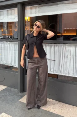 Tulle suitbukser med tern - Brun/sort