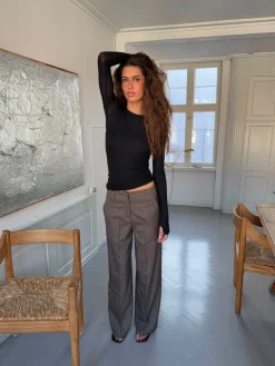 Tulle suitbukser med tern - Brun/sort