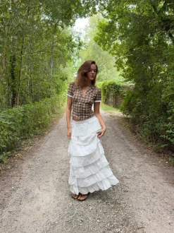Tunika nederdel med flæser - Hvid