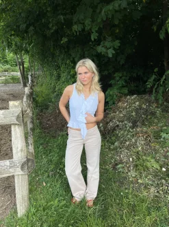 Tuva lavtaljede jeans - Beige