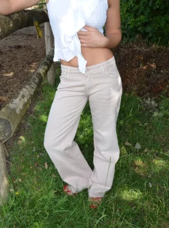 Tuva lavtaljede jeans - Beige