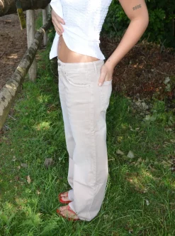 Tuva lavtaljede jeans - Beige