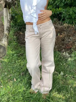 Tuva lavtaljede jeans - Beige