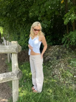 Tuva lavtaljede jeans - Beige