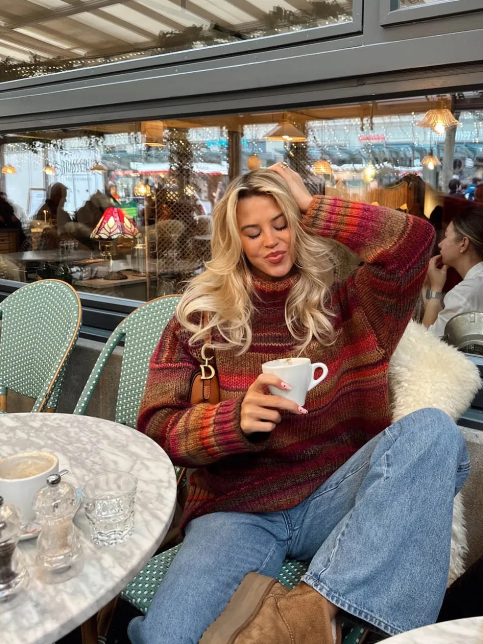 Valdamara oversized striktrøje med turtleneck - Multifarvet