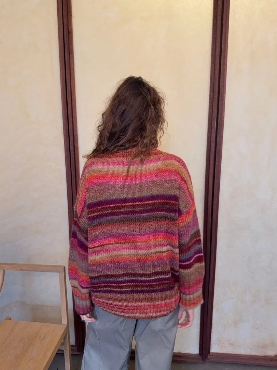 Valdamara oversized striktrøje med turtleneck - Multifarvet