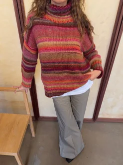 Valdamara oversized striktrøje med turtleneck - Multifarvet