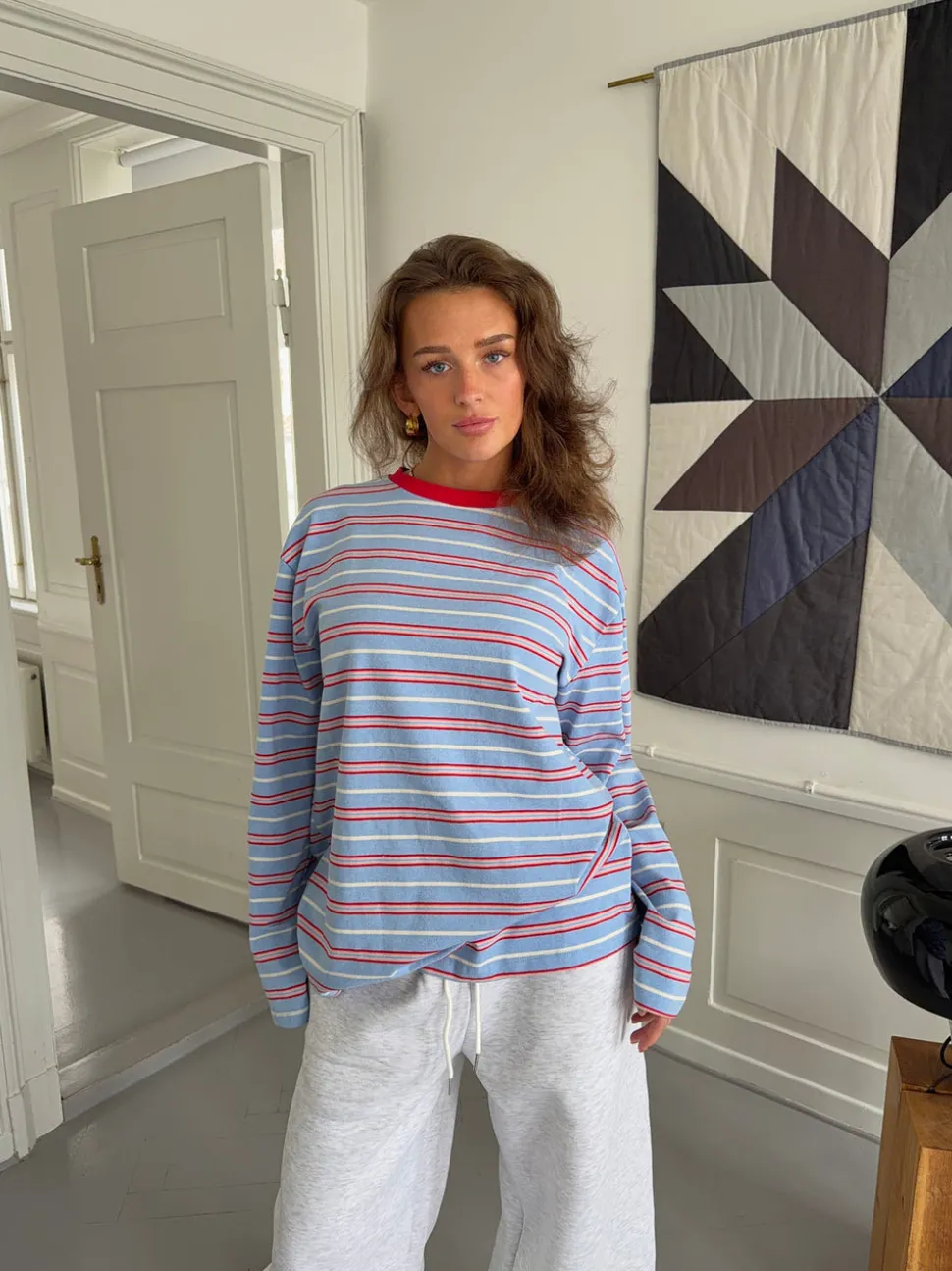 Vera bluse med striber - Rød/hvid/blå