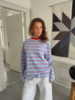 Vera bluse med striber - Rød/hvid/blå