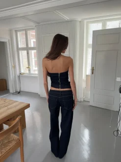 Viki denimtop - Mørk denim