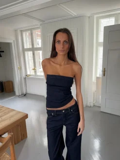 Viki denimtop - Mørk denim