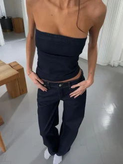 Viki denimtop - Mørk denim