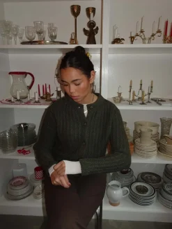 Vincent strikket cardigan - Mørkegrøn