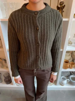 Vincent strikket cardigan - Mørkegrøn